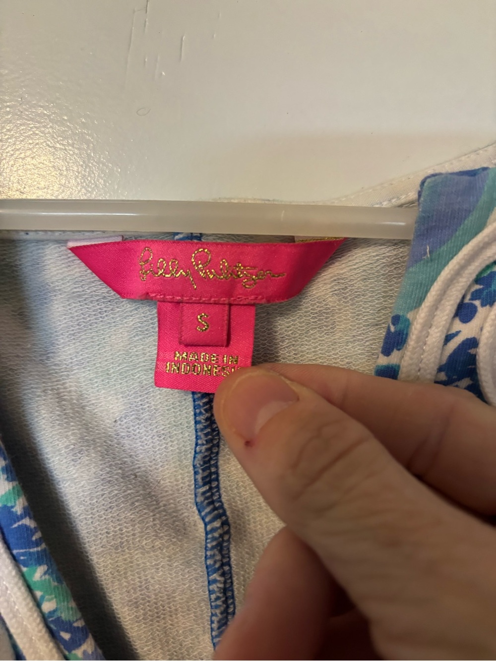 Lilly Pulitzer Sleeveless V‑Neck Swim Cover-Up in Blue and Green with White Trim - Picture 2 of 4